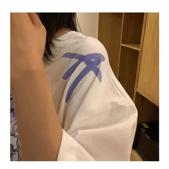 Jaapani hip-hop trükitud T-särk suvel ins trendikas naiste lühikeste varrukatega ümber kaela lahti vabaaja top