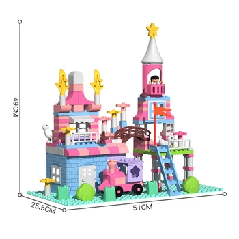 174Pcs Tüdrukute Komplektid Princess Castle ehitusplokid Suur Suurus Tellised Sõbrad DIY Tellised Mänguasjad Lastele jõulukinke