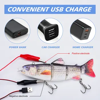 Elektrilised Meelitada Wobblers Kalapüügi 4-Segement Swimbait USB Laetav Crankbait Vilkuv LED Tuli Sööt Kalapüügi Peibutis ja Kalapüük
