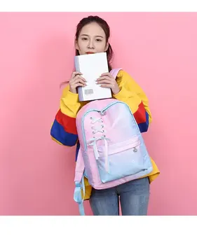 YJ1435 2021 uus Gradient värvi seljakott väike värske ja suure mahutavusega õpilane kooli kott