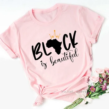 Must On Ilus Täht Prindi Roosa Tshirt Naiste Aafrika Must Kuninganna Melaniini Poppin T-Särk Femme Suvel Moe T-Särk Tops
