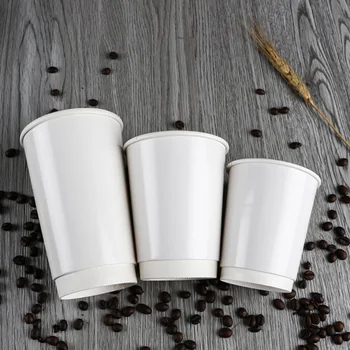 50tk 280/350ml Ühekordselt Kohvi Tassi Double-layer Isolatsioon Paber Tassi Piima Tee Tassi Joomine Tarvikud Kaanega Osaline Pakkumine