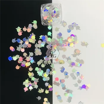 PrettyG 1 Box Keskmise Sõrme Kuju Holograafiline Glitter Litrid Vaiguga DIY Kunsti Tegemine Käsitöö Küünte Meik Kaunistamise Tarvikud