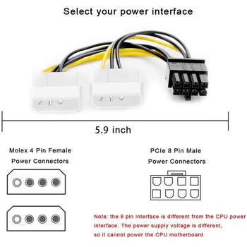 AM05-10TK 2 Molex 4 Pin, 8-Pin PCI Express videokaart Pci-E ATX PSU energiamuundur, Kaabel-Molex, et Pcie 8 Pin Adapter Juhe