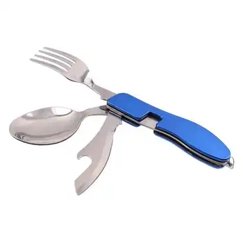 Väljas telkimine kaasaskantav Kahvel nuga lauanõud tööriistad ,Roostevabast Terasest 3 in1 Multi-Function Kokkuklapitavad Lusikas&Kahvel nuga reisikomplektid