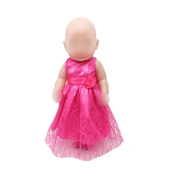 43 cm baby nukud Dress vastsündinud Magenta pits kleit Beebi mänguasjad seelik sobib Ameerika 18 tolline Tüdrukute nukk f321