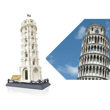 1392pcs Maailma Kuulus Arhitektuur Pisa Pisa Torn Itaalias ehitusplokid Klassikaline DIY Haridus-Laste Mänguasjade Poiss