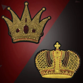 1tk Fashionlarge Kuldne Tikand Plaastrid Litrid Crown Applique JeanJacket Embleemi DIYClothingSewing Tarvikud