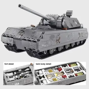 2127Pcs WW2 Panzer VIII Maus Tank Mudel Kogumispunkt ehitusplokid Tehnilised Sõdur Sõjalise Tellised, Haridus Mänguasjad, Laste