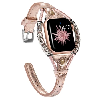 Naturaalsest Nahast rihm apple vaadata 5/4/3/2/1 bänd 38mm 40mm 42mm 44mm metallist käevõru watchband jaoks iwatch Tarvikud