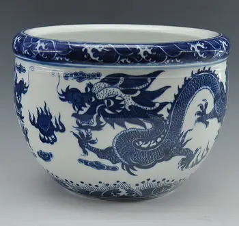 Hiina Antiik Reprodutseerimine, Sinine Ja Valge Portselan Keraamika Kala Kaussi Lille Pott Qing QianLong Kaubamärk