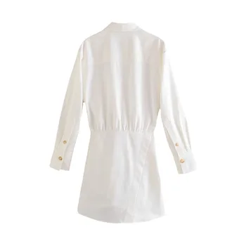 Za Girl Dress 2021 Valge Mini Kleit Särk Naiste Kevad Nuppu, Stiilne Naine, Kleidid, Pikad Varrukad Elegantne Asümmeetrilise Vöö Haldjas Kleidid