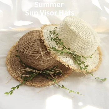 Suvel straw hat päikesesirm Mütsid Naistele Elegantne Korter mütsi lapsed naiste müts Laia Ääreni Panama Beach Õled Kopp Müts Varju Kork