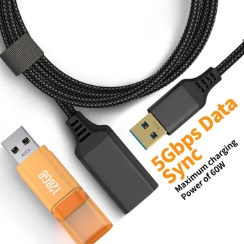USB3.0 laadimiskaabel Meeste ja Naiste Pikendus Juhe Kiire Nailonist Punutud Eest Traat Data Kaabel Smart Sülearvuti, PC Arvuti
