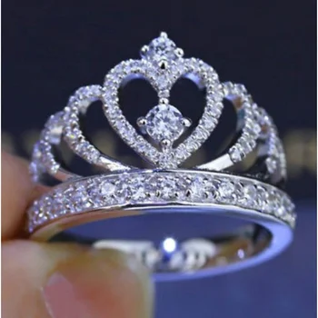 Mood Crown Tsirkoon Ringi Naiste Mood Ringi Kuninganna Sõrmus Pulmad Engagement Crown abielusõrmus Naiste Igavik Ring