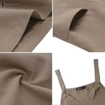 Naiste Dungarees Jumpsuits ZANZEA 2021 Vintage Suspender Suvel Tunked Lai Jalg Püksid Naiste Tahke Sipukad Playsuits Mõõdus