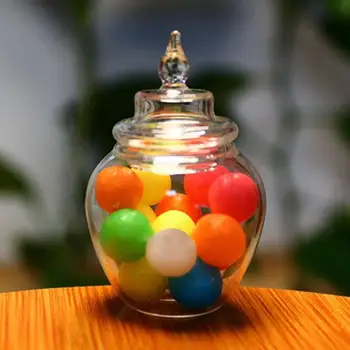 1:12 Nukumaja Kääbus Ring Klaaspudel Candy Jar Mini Candy Pudel Mudel