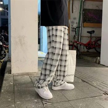 Privathinker Lai Ruuduline püksid moedisain jogger Streetwear Meestele korea Sirge Mees püksid Harajuku Hip-Hop Meeste riided