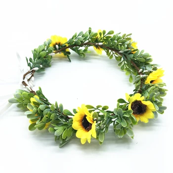 Väike Sun Flower Crown Pulm Peapael Naiste Juuste Aksessuaarid, Headdress Laste Tüdruk Sünnipäeva Vanik Õie Peakatet