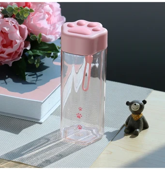 Uus Armas Kass Käpa Vee Pudel, Läbipaistev Plastik Piima Joomine Cup BPA Vaba Portable Anti Langeb Tassi Käepide