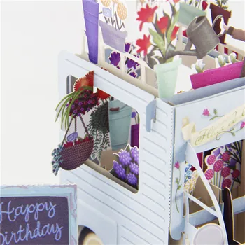 3D Pop-Up Kaardid Värvikas Lillede Auto õnnitluskaart Sünnipäeva Kaart, laserlõikus, Ümbrik Postkaartide Õõnes Nikerdatud Käsitsi valmistatud Kingitused