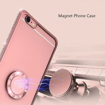 Magnet Sõrme Sõrmus Seista Glitter Telefon Case For iPhone 12 Pro 11 Pro Max X XS Max Xr 8 7 6 Pluss Pehme Silikoon-Põrutuskindel Kate