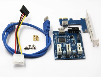 3 in 1 PCI Express, PCI-E 1X slots Ärkaja Kaart PCI-E 1 kuni 3 Laiendamine Adapter 2 Kiht PCB Board + 60cm USB 3.0 Kaabli jaoks Kaevandamine