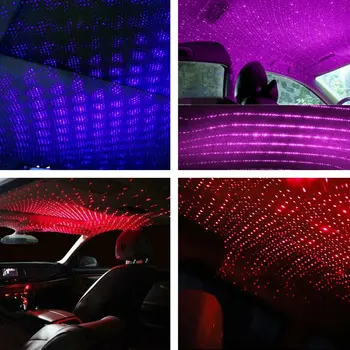 LED Auto Atmosfääri Starlight Projektor Auto Lakke Romantiline USB Öö Hele LED Valgus, Interjöör Projektori Lamp Starlight Tarvikud