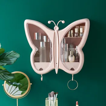 Uus liblikas loominguline kosmeetika ladustamise kasti seinale paigaldatud perforatsioon-tasuta tolmu-tõend, vannitoa seinale paigaldatud