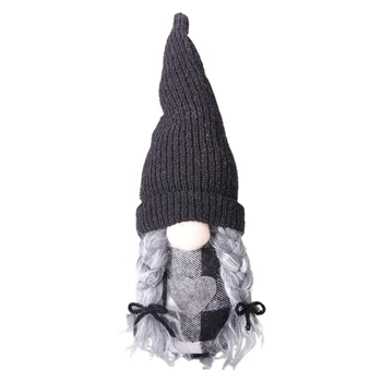 Must Valge Ruudustik Pere Seeria Pikad Müts Kääbus Nukk Kaunistused Gnome Elf Kodu Talumaja Köök Decor Riiul Astmeline Sahtel Decorat