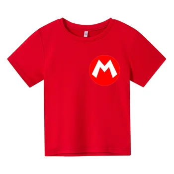 Mario bros Uus puuvillane Ülepaisutatud t-särk riided teismelised poisid Anime riided väikelapse tüdruk laste riideid 2 kuni 7 aasta suvel