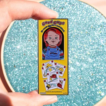 Childs Play Sõle Hea Mees on Chucky nukk Kasti Emailiga Pin-Horror hinge badge)