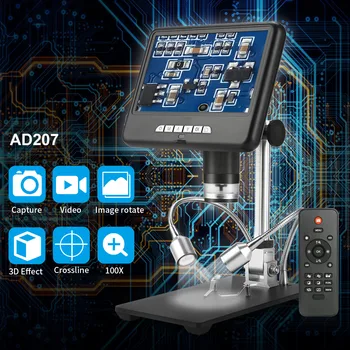 7-tolline LCD Digital Microscope AD207 100X Suurendusega Mikroskoobi HD Video salvestamise Image Capture 8 LED-Mobiiltelefon, Remont