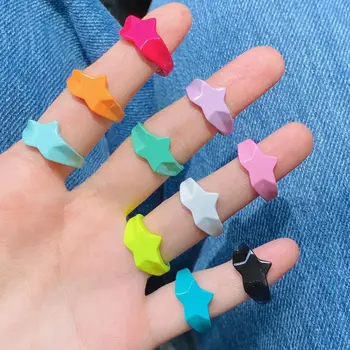 10tk Suvel Värvi Emailiga Star Rõngad korea Geomeetriline Sõrme Mix Värvi Liblikas Ringi Poole Kingitus Bijoux Femme Ehted