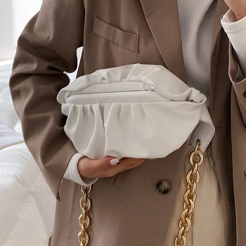 Naine Plisseeritud Elegantne Crossbody kott 2021 Moe Uus Kvaliteet PU Nahast Naiste Disainer Käekotis Kett Õlal Messenger Kott