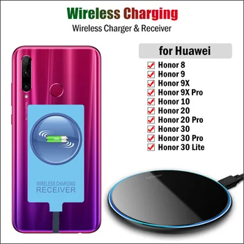 Qi Juhtmevaba Laadija & Vastuvõtja Huawei Honor 8 9 9X 10 20 30 Pro Lite Telefon Traadita Laadimise Adapter USB Type-C-Liides