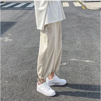 Sweatpants Meeste Riided, Püksid Streetwear 2021 Suvel Moe Korea Lai Jalg Pantalones Harajuku Must Vintage Kärbitud Püksid