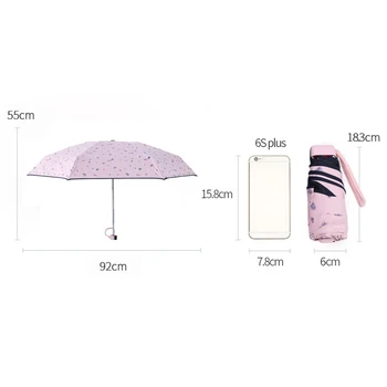 Päevavarjude Mini Päikeseline ja Vihmane Vihmavari Sulamist 6 Luud Viie Kokkukäiv Vihmavarju Kaasaskantav Ilu Tüdrukud Travel Anti-UV-Kaitse