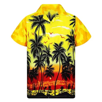 2021 Mood Meeste Casual-Nupp Hawaii Prindi Beach Lühikesed Varrukad Quick Dry Top Pluus M-3xl Havai Särk Streetwear#g30