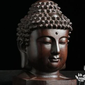 Buddha Kuju Puidust Puidust Figuriin Mahagon, India Buddha Pea Kuju Käsitöö Dekoratiivne Ornament