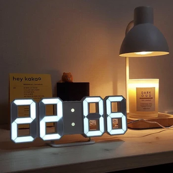 3D LED Ekraan Äratus Kellad Digital Wall Clock Home Office Tabel Desktop Seina Kella 12-Või 24-Tunni Kuupäeva, Temperatuuri, Kalender Mikrofon