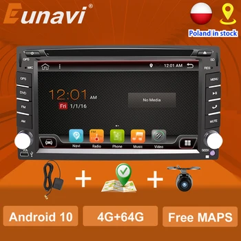Eunavi 2 Din Android 10 Auto Multimeedia Mängija, DVD, Raadio, GPS Navigation Universal Auto Puutetundlik Ekraan 2din 4G 64GB DSP Audio WIFI