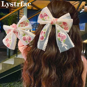 Lystrfac Uus Roosa Tikand Suur Vibu klambri külge Naiste jaoks Tüdrukud Super Haldjas Pits Hairclip Hairgrips Top Clip Juuksed Tarvikud