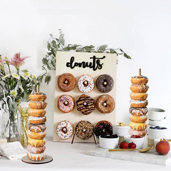 7 Stiile Puidust DIY Donut Seina Magustoit Baar pulmad Pulmad Dekoratsioon Donuts Seina Hoiab Magus Maamees Donut Lauad Seista kuuma