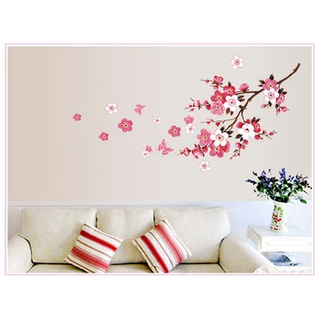 1tk Eemaldatav PVC Art Roosa Peach Blossom Liblikas Seina Kleebised Pulm Tuba Tüdrukute Tuba Decal Plakat Kaasaegse Kodu Decor