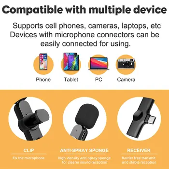 2021 UUS EP033 Traadita Lavalier Mikrofon Rinnamikrofon Clip Mic iPhone ja Android Telefon Toetab Multi-channel reaalajas Segamine