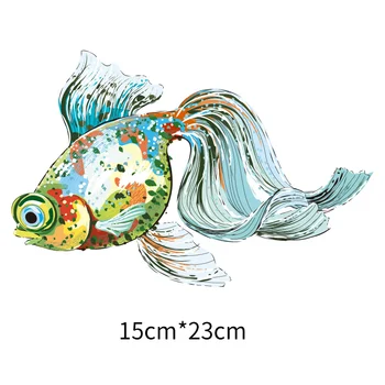 Ilus ookeani kala muster kasutatakse dekoratiivsetel soojusülekande rauast lühikeste varrukatega moodne naiste suvel