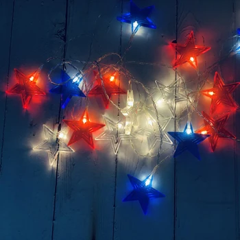10/20LED Ripats Lambid LED-String Tuled USA Riigi Lipu Sinine Punane Valge Värv Star Light iseseisvuspäeva Festival Pool Kodu