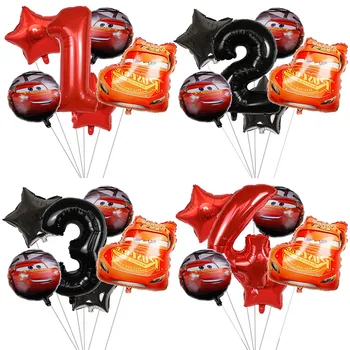 6tk Disney McQueen Auto Teema Sünnipäeva Teenetemärgi Number Õhupalli 32inch Must Punane Baby Shower Asjade Kids Mänguasi