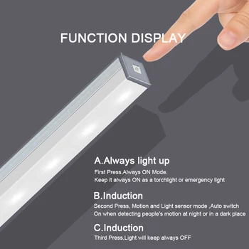 2020 LED Liikumisandur, Öise Valguse USB Laetav 15cm/21cm/30cm/50cm Öö lamp Köögi Kapis Riidekapp Seina Lamp